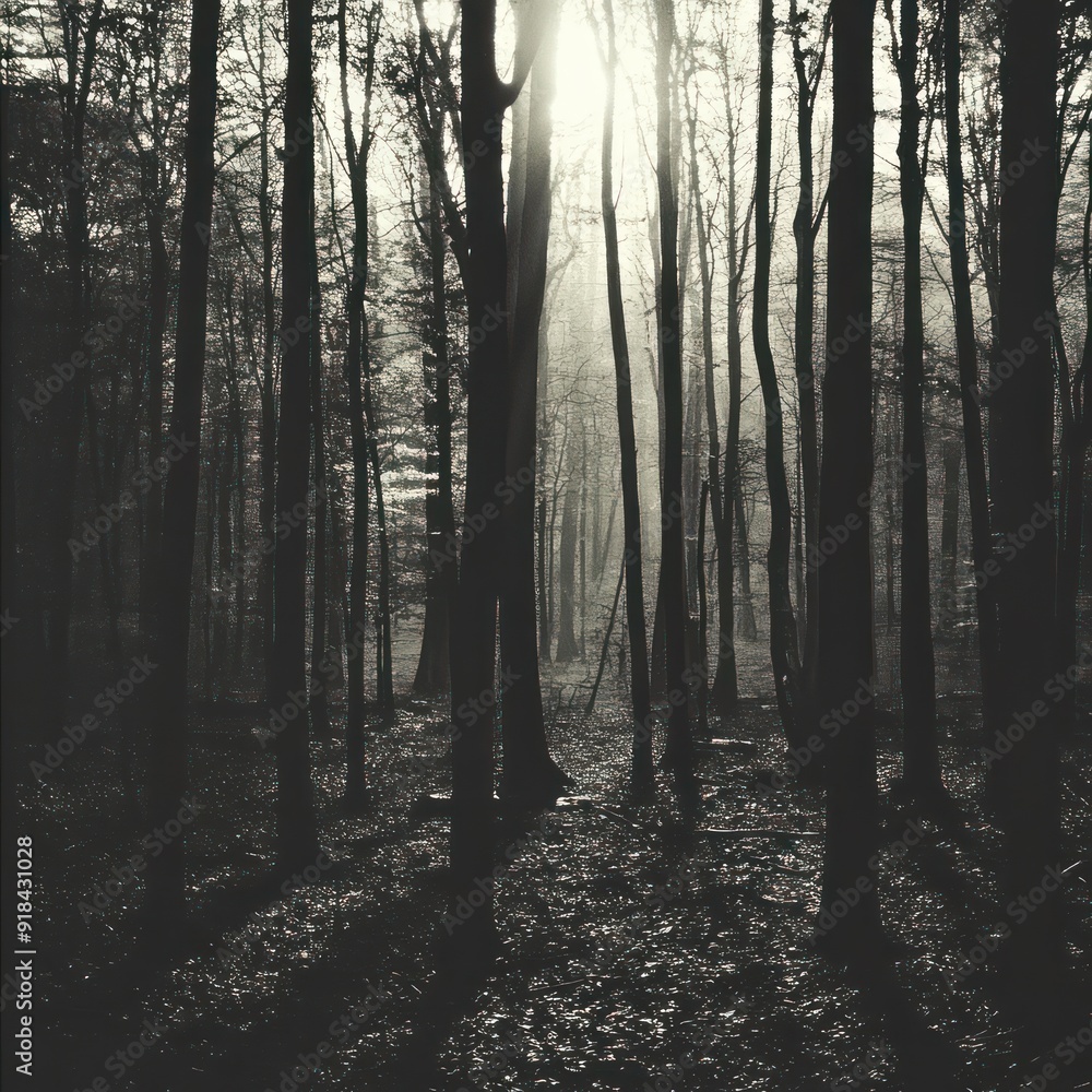 Obraz premium black and white photo of forest,