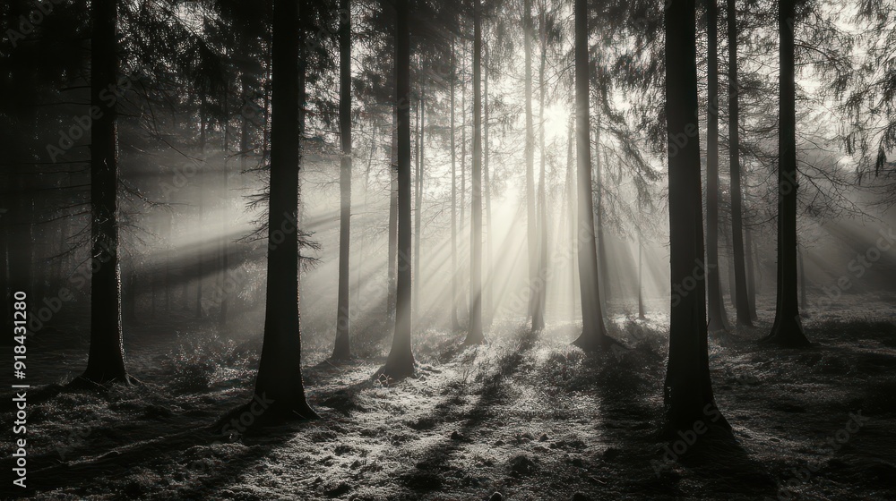 Naklejka premium black and white photo of forest,
