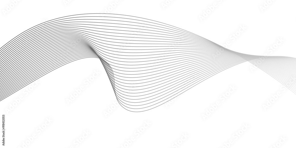 Fototapeta premium Technology abstract lines on white and black background,Abstract wavy stripes on white background isolated,Undulate Grey Wave Swirl, frequency sound wave,Air wind twisted curves. Vector illustration,