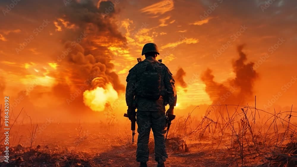 lone soldier standing at the battlefield following the battle lone soldier standing at the battlefield following the battle