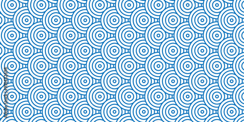 Minimal Vector overlapping Pattern diamond geometric blue color spiral line waves abstract wave line. seamless blue tile stripe overlap creative retro circle line fabric pattern white background.