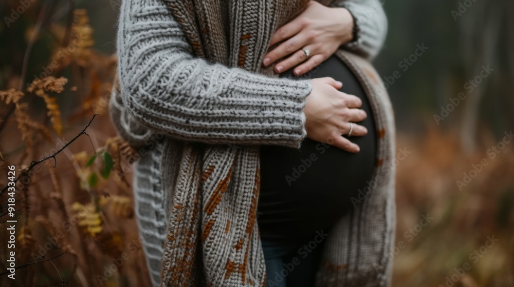 Pregnant woman hugging her baby in her belly Pregnant woman hugging her baby in her belly
