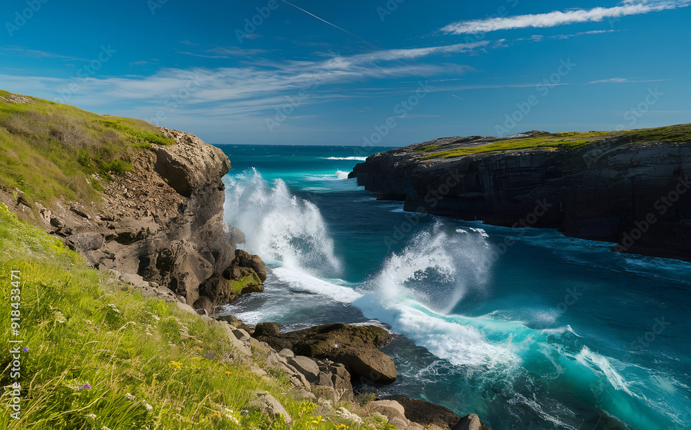 Crashing Waves and Verdant Cliffs Crashing Waves and Verdant Cliffs