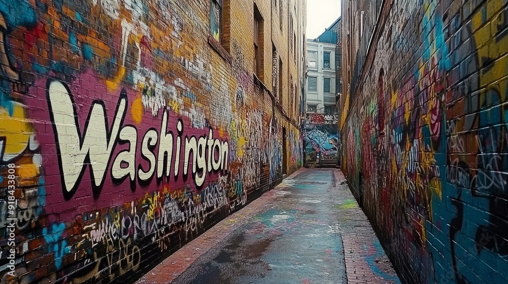Fototapeta premium text Washington sprayed in graffiti style