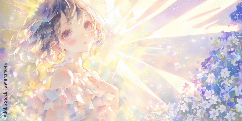 Ai 歌声。女性。イラスト。水彩画。挿絵。 Ai 歌声。女性。イラスト。水彩画。挿絵。