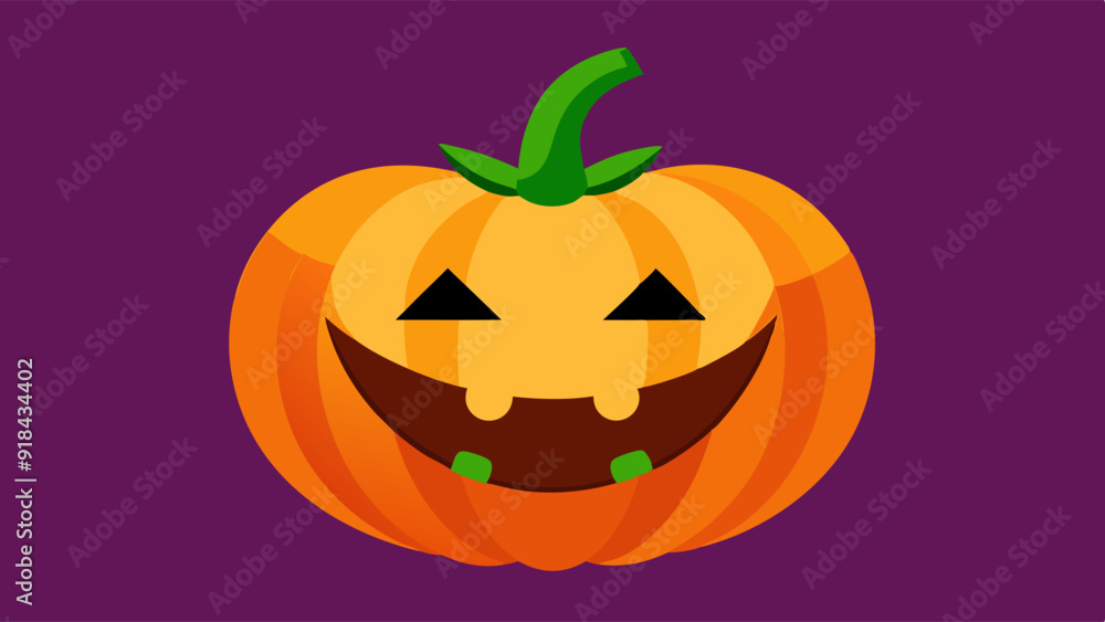 A friendly and inviting jack-o'-lantern with a wide smile and triangle eyes on a vibrant purple background. A friendly and inviting jack-o'-lantern with a wide smile and triangle eyes on a vibrant purple background.