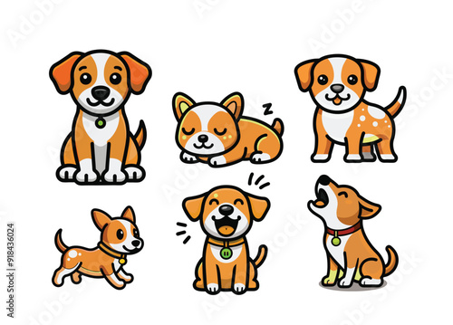 cute dog illustration vector set