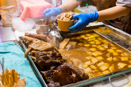 Photography Hong Kong local street food with beef offal