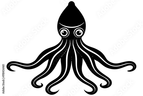 Octopus silhouette vector art illustration on a white background.