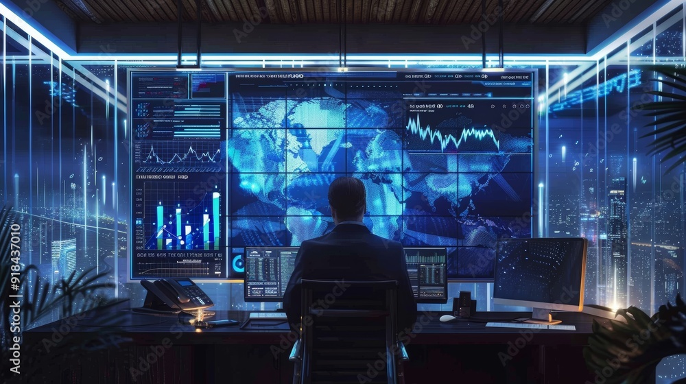 Elegant real estate investor office with financial data display for a wealthy ambiance Elegant real estate investor office with financial data display for a wealthy ambiance