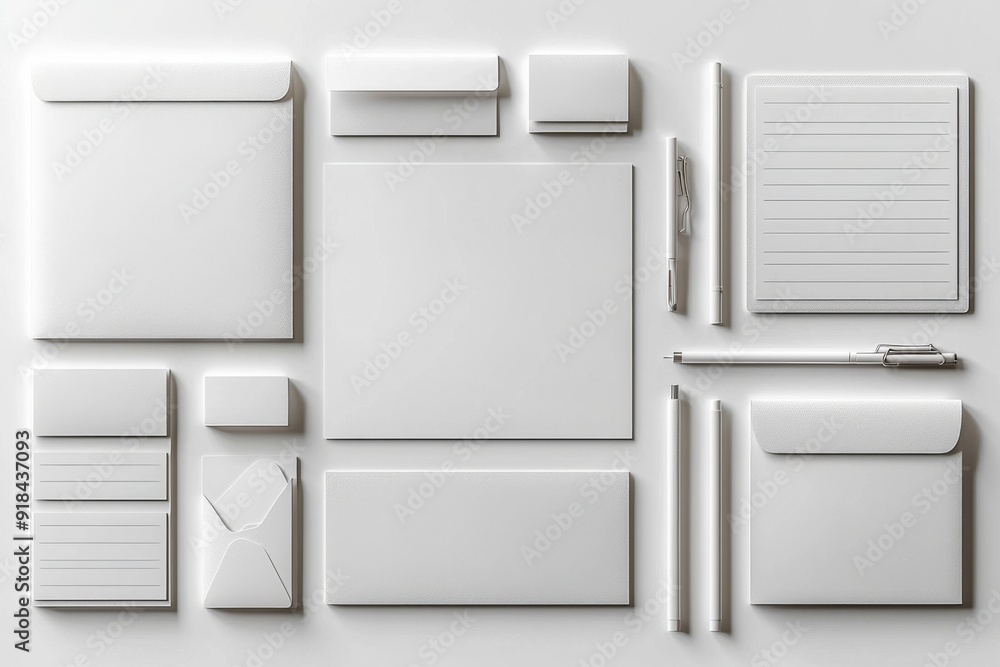 Realistic blank stationery set mockup isolated created with generative ai Realistic blank stationery set mockup isolated created with generative ai