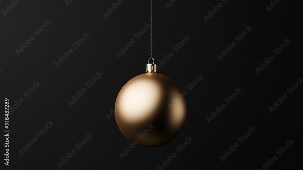 Hyperrealistic 3D rendering of a golden Christmas tree ornament front photo black background Hyperrealistic 3D rendering of a golden Christmas tree ornament front photo black background