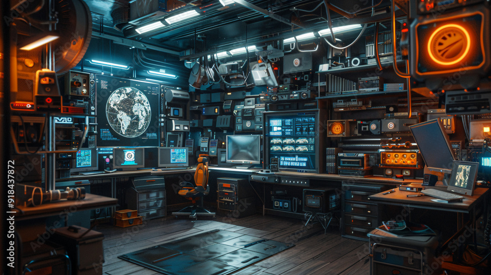Futuristic Research Lab with Advanced Systems and Holographic Displays Futuristic Research Lab with Advanced Systems and Holographic Displays