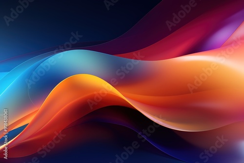 Abstract blue, orange, and red wave background.