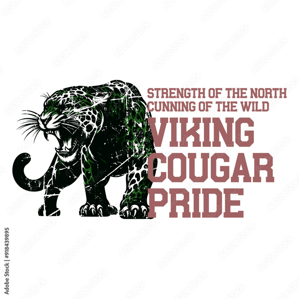 Obraz premium Strength of the North, cunning of the wild Viking Cougar pride