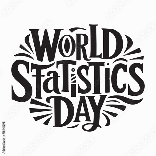 Statistics Day, 12 October, typography, silhouette, vector art, illustration.
