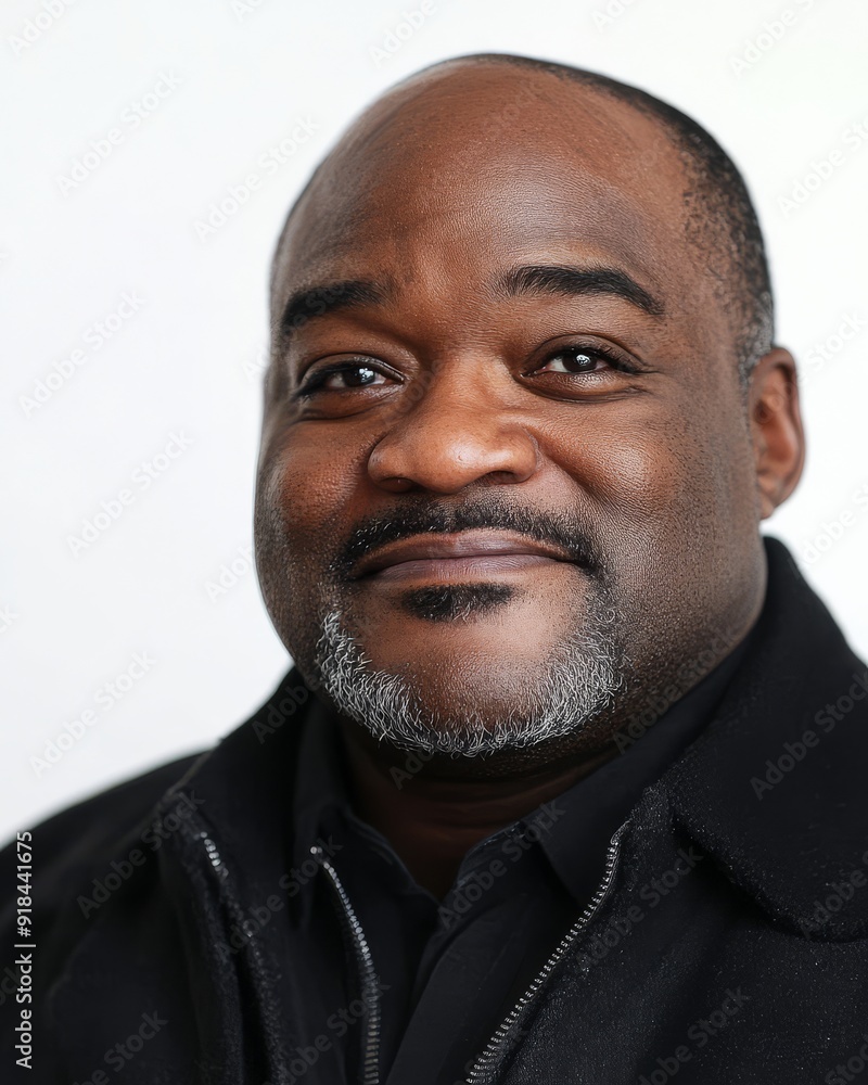 A black man smiles warmly, showcasing a range of emotions against a blank backdrop A black man smiles warmly, showcasing a range of emotions against a blank backdrop