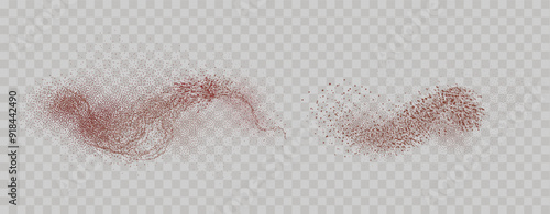 Grainy scatterings of  spicy burst . Splashes of  red pepper powder.Overlay effect chilli or paprika spice splatters. Vector realistic illustration of hot dried spice.