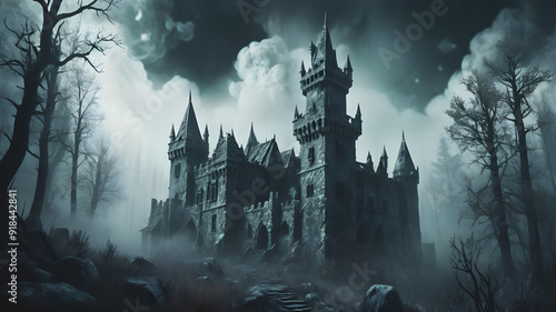 Wallpaper Mural halloween background with castle Torontodigital.ca