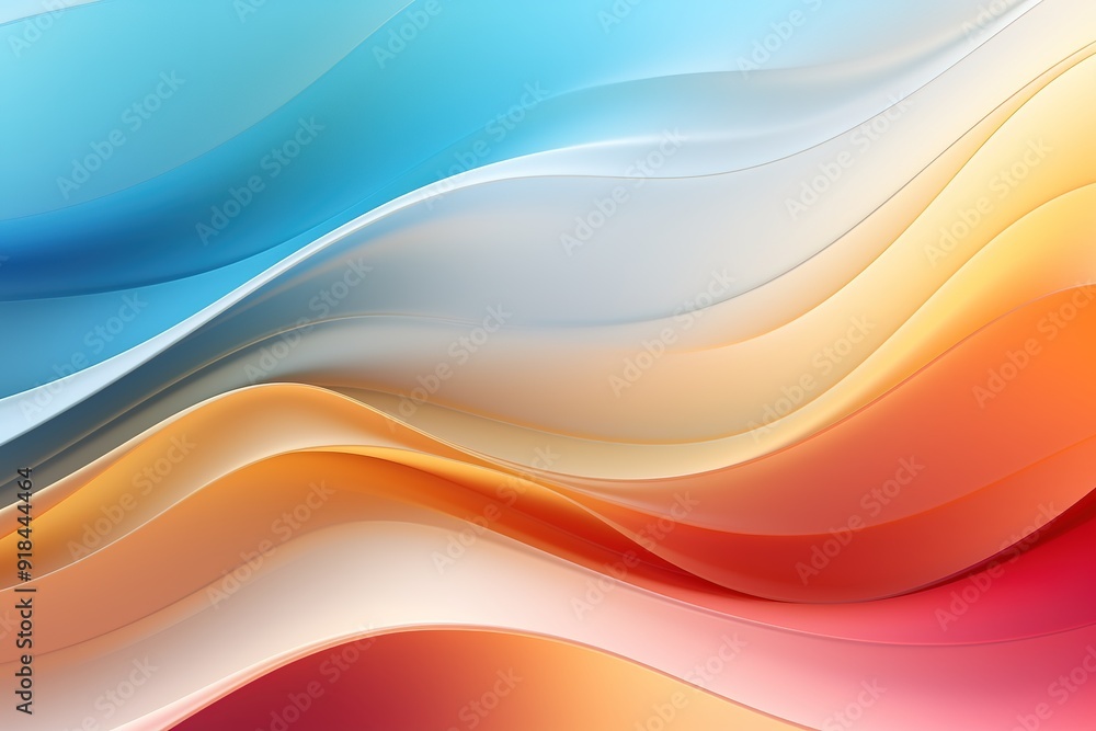Abstract colorful background with flowing waves in blue, white, yellow, and red tones. Abstract colorful background with flowing waves in blue, white, yellow, and red tones.