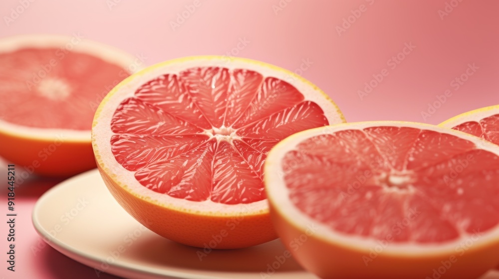 Fresh Juicy Grapefruit on a Plate Fresh Juicy Grapefruit on a Plate