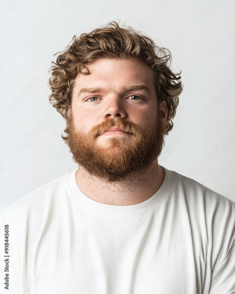 Fototapeta premium A group of men displays various expressions in front of a plain background