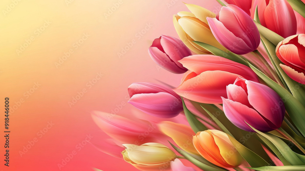 International Women's Day card for March 8th. Features a spring floral vector illustration with realistic tulip flowers. A luxurious flower background for a modern party design, ideal for a holiday International Women's Day card for March 8th. Features a spring floral vector illustration with realistic tulip flowers. A luxurious flower background for a modern party design, ideal for a holiday