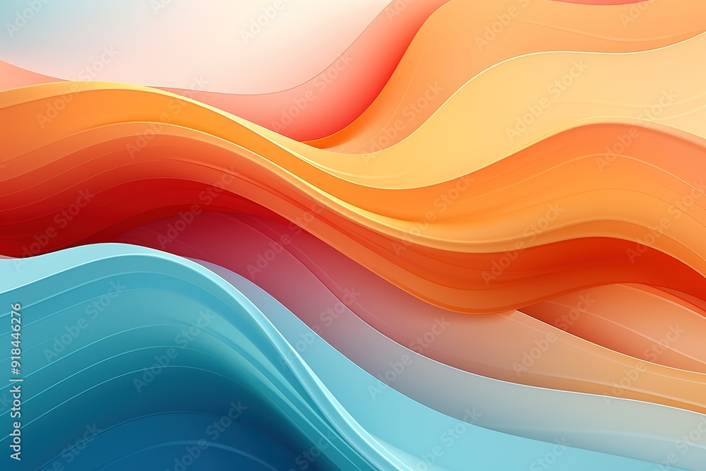 Abstract background with blue, orange and red wavy lines. Abstract background with blue, orange and red wavy lines.