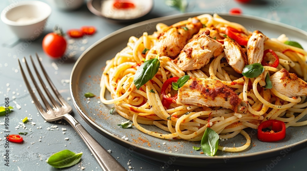 A plate of Cajun Chicken Pasta, captured in stunning 4K resolution, showcases the dish's vibrant flavors and textures. A plate of Cajun Chicken Pasta, captured in stunning 4K resolution, showcases the dish's vibrant flavors and textures.