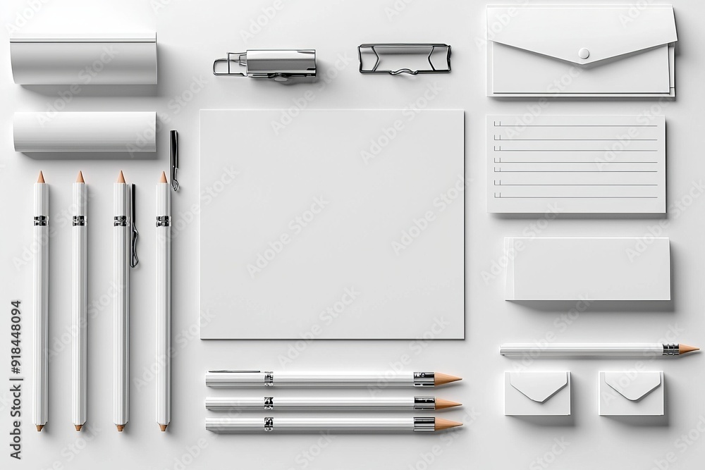 Realistic blank stationery set mockup isolated created with generative ai Realistic blank stationery set mockup isolated created with generative ai
