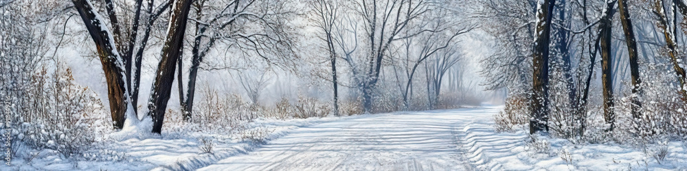 The White Wash: A pristine winter scene, fresh snow blanketing the ground and covering leafless trees The White Wash: A pristine winter scene, fresh snow blanketing the ground and covering leafless trees