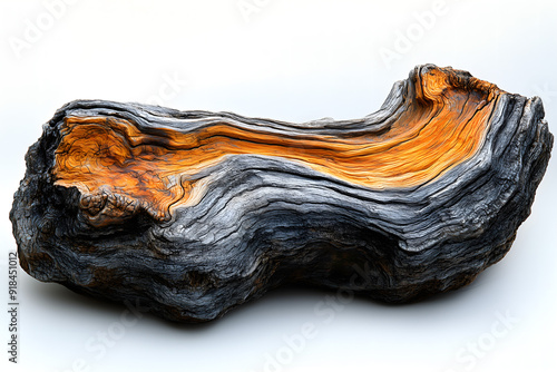 Vivid Striped Patterns in Natural Driftwood Sculpture