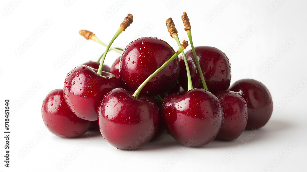 Fresh Ripe Cherries Isolated on White Background Fresh Ripe Cherries Isolated on White Background