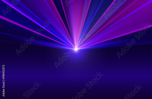Laser beams on dance stage, night background. Vector illustration