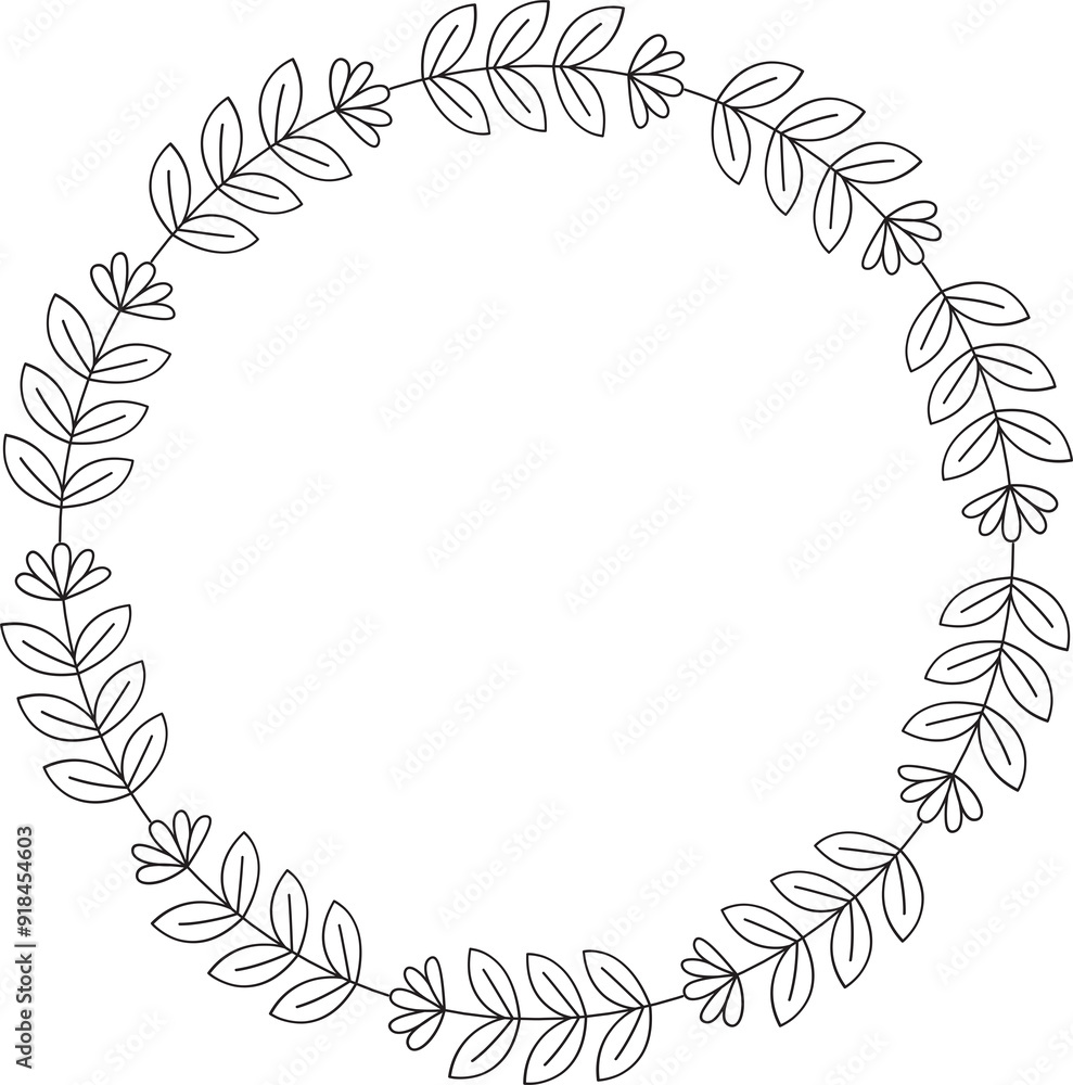 Flowers and Leaves Wedding Line Illustration Flowers and Leaves Wedding Line Illustration