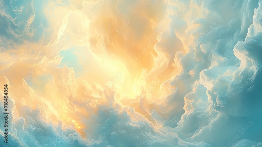 A mesmerizing sky filled with soft clouds merging blue and warm golden tones at sunrise, creating a serene atmosphere. A mesmerizing sky filled with soft clouds merging blue and warm golden tones at sunrise, creating a serene atmosphere.