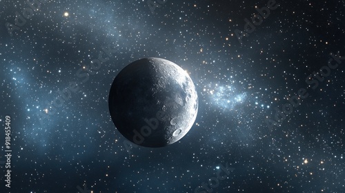 3D Celestial Design with Moon and Stars Wallpaper