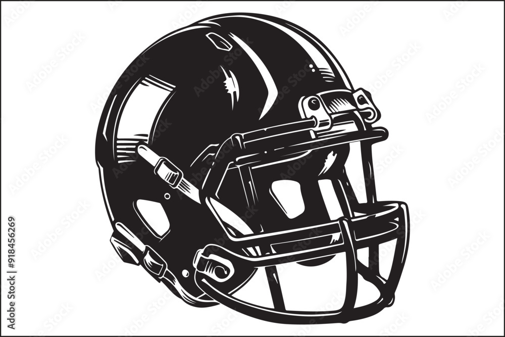 Fototapeta premium American football Black silhouette, Americafootball, helmet, silhouette, football helmet, football helmet silhouette, sports, sports silhouette, game day, sports fan, wall art, home decor, decor, art,