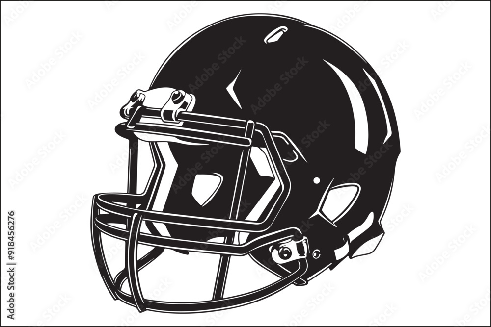 Fototapeta premium American football Black silhouette, Americafootball, helmet, silhouette, football helmet, football helmet silhouette, sports, sports silhouette, game day, sports fan, wall art, home decor, decor, art,