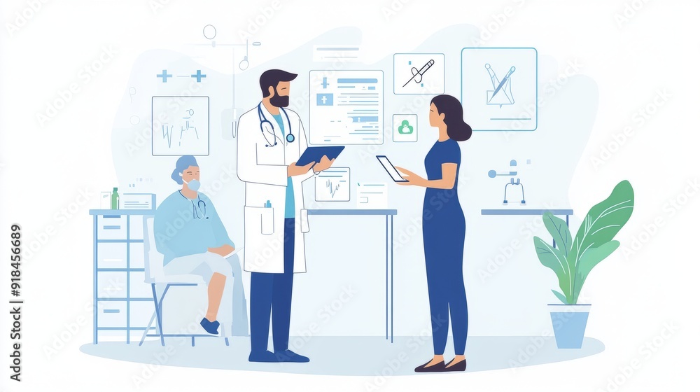 Clinic, tablet and hands of doctor with patient for consulting, medical service and help in hospital. Healthcare, telehealth and people on digital tech Clinic, tablet and hands of doctor with patient for consulting, medical service and help in hospital. Healthcare, telehealth and people on digital tech
