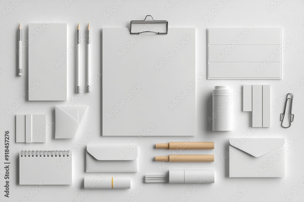 Realistic blank stationery set mockup isolated created with generative ai Realistic blank stationery set mockup isolated created with generative ai