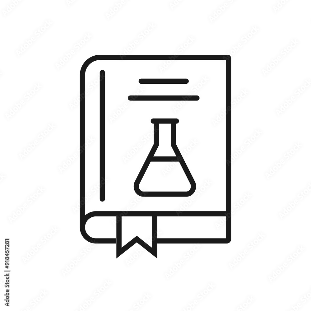 Chemistry book - line icon, editable stroke. Simple outline science book symbol. Vector illustration. Chemistry book - line icon, editable stroke. Simple outline science book symbol. Vector illustration.
