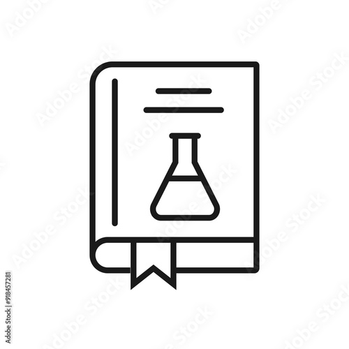 Chemistry book - line icon, editable stroke. Simple outline science book symbol. Vector illustration.