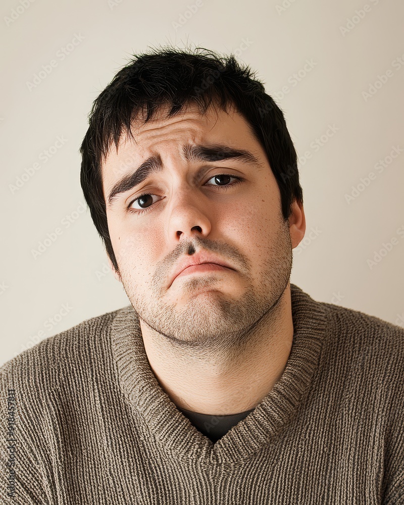 Fototapeta premium A group of men conveys varied emotions, evoking deep reflections of sadness