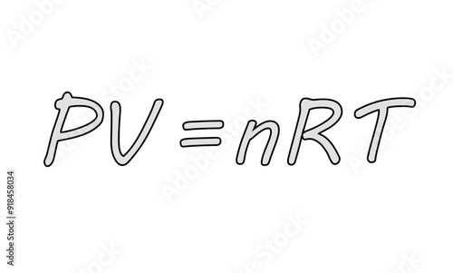 Ideal gas law equation. Pressure, volume, amount of substance, ideal gas constant and temperature.