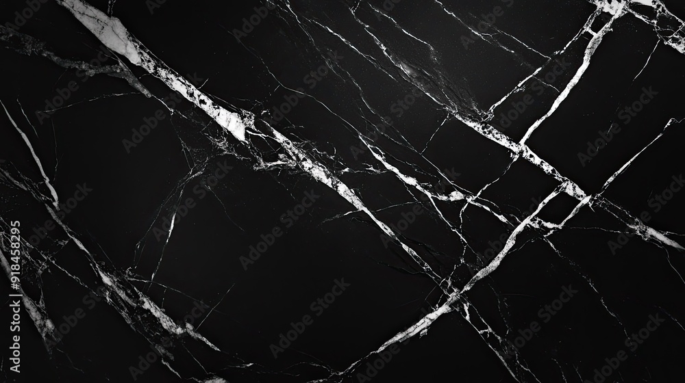 A close-up of black marble, showcasing its smooth surface and the striking contrast of white veins running through it. A close-up of black marble, showcasing its smooth surface and the striking contrast of white veins running through it.