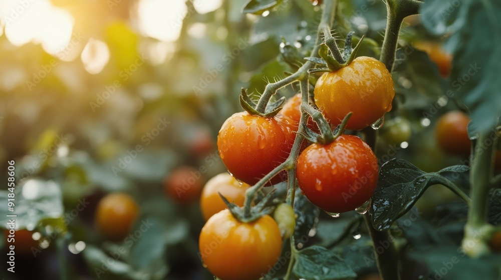 A close-up of tomatoes in a field, ready for the vibrant and energetic La Tomatina festival. A close-up of tomatoes in a field, ready for the vibrant and energetic La Tomatina festival.