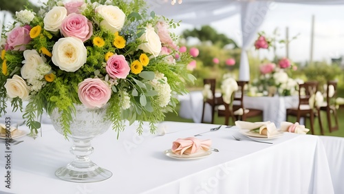 wedding table with flowers 