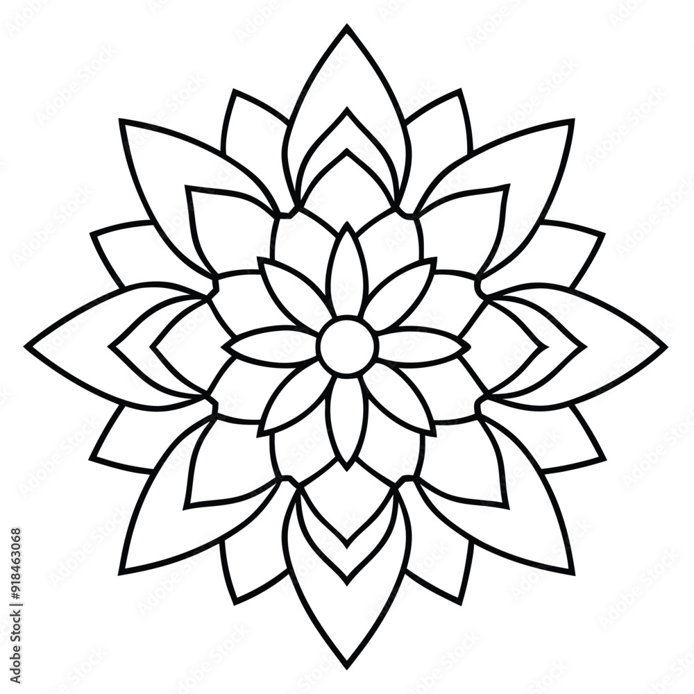 Mandala line art silhouette with white background Mandala line art silhouette with white background