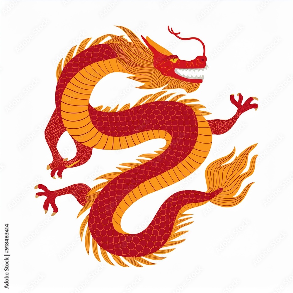 Obraz premium Chinese new year, year of the dragon. Set of Chinese new year posters, greeting cards design with Chinese zodiac dragon. Chinese translation: dragon